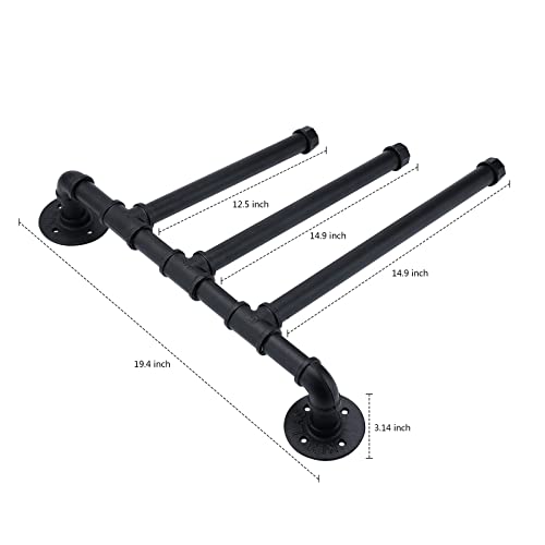 SCDGRW Industrial Style Iron Pipe Swing Out Towel Rack, Wall Mounted 3 Arm Swivel Towel Bar Rack Vintage Iron Pipe Towel Holder Storage Organizer