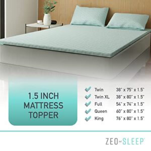 ZEO-SLEEP 1.5-inch Mattress Topper - Queen Size Memory Foam Mattress Topper - Balanced Support Mattress Topper for Back Discomfort 75 x 38 x 1.5 inches