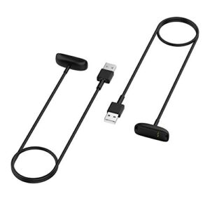 fitturn usb charger compatible with fitbit ace 3 activity tracker for kids 3.3ft/100cm replacement usb charger charging clip cable base data sync for ace 3 fitness tracker 6+ 2pack black