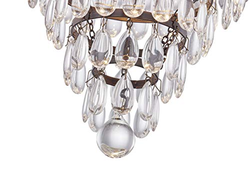 YaoKuem Semi Flush Mount Ceiling Light Fixture with K9 Crystal, 2-Light E12 Base, Metal Housing, Bulbs NOT Included