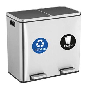 IGNIXIA (Pack of 4 Recycle & Trash Stickers Combo Indoor & Outdoor Trash Bin Decals Recycle & Trash Symbols Sticker 4 X 4 Inches Self Adhesive Peel & Stick (Blue and Black)