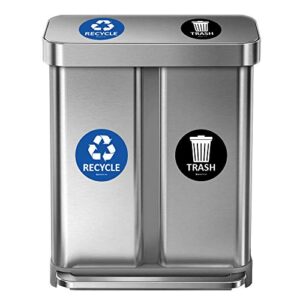 IGNIXIA (Pack of 4 Recycle & Trash Stickers Combo Indoor & Outdoor Trash Bin Decals Recycle & Trash Symbols Sticker 4 X 4 Inches Self Adhesive Peel & Stick (Blue and Black)