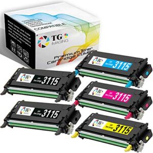 (2b+cym, 5 pack value set) tg imaging compatible for dell 3115 3110 toner cartridge work in dell 3110 3110cn 3115 3115cn toner printer