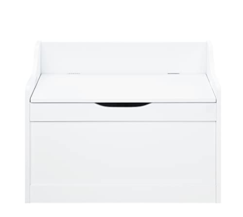 RAAMZO Wood Modern Storage Bench Box Blanket Chest Trunk with Safety Hinged Lid in White Finish