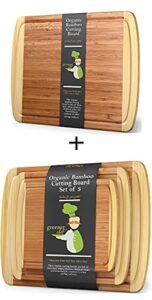 wood bamboo cutting board – set of 3 and medium-large wood cutting board : 14.5 x 11.5 inches