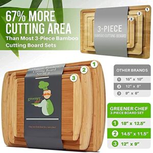 Wood Bamboo Cutting Board – Set of 3 and Medium-Large Wood Cutting Board : 14.5 x 11.5 Inches