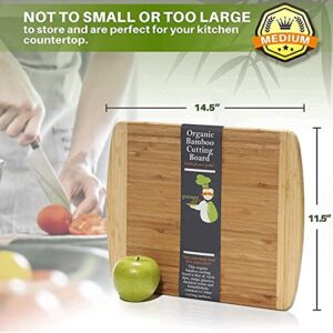 Wood Bamboo Cutting Board – Set of 3 and Medium-Large Wood Cutting Board : 14.5 x 11.5 Inches