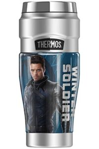 thermos marvel - the falcon and the winter soldier winter soldier blue pose stainless king stainless steel travel tumbler, vacuum insulated & double wall, 16oz