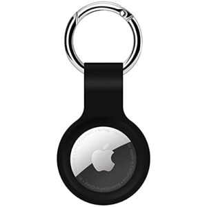 apple airtag silicone case, protective cover with keychain hook, safety and anti-lost, key tracker shockproof protector skin cover