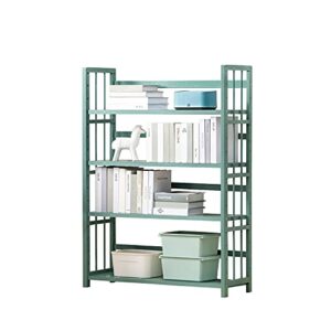 iotxy adjustable bamboo open bookshelf - large 4-tier free standing storage rack, multifunctional display stand for home and office, bookcase, light green