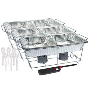 nicole fantini 24 piece party serving kit includes chafing kits and serving utensils for all types of parties and events | disposable party set with a free handy lighter