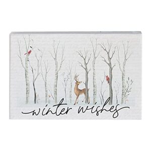 simply said, inc small talk rectangles - "winter wishes" - serene winter landscape on rustic distressed wood - 3.5" x 5.25" made in usa