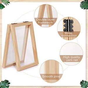 Honoson 3 Pieces Paper Making Wooden Paper Making Mould Papermaking Screen Kit 3 Size Frame for DIY Paper Craft (5 x 7 Inches, 7.5 x 9.8 Inches, 9.8 x 13 Inches)