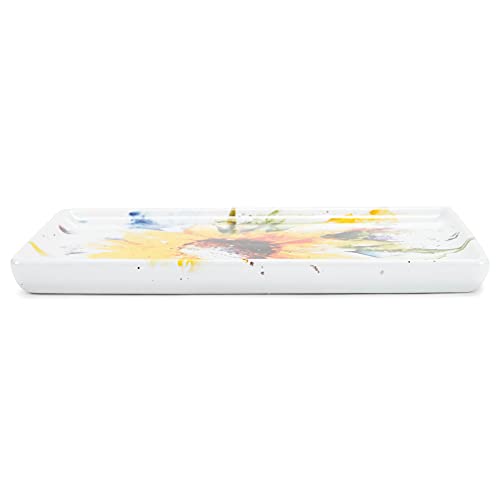 DEMDACO Dean Crouser Sunflower Watercolor Yellow 7.5 x 5 Glossy Ceramic Stoneware Decorative Tray