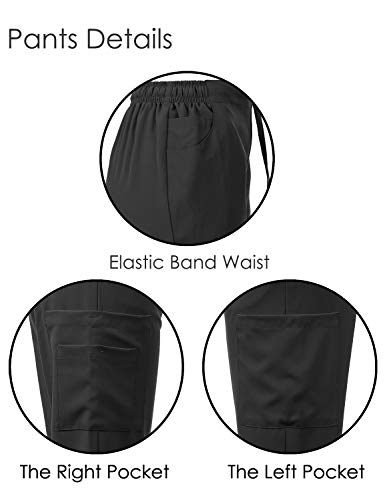 Dagacci Medical Uniform Women's Fitted 4-Way Stretch Y Neck Natural Stretch Scrub Set, Black, M