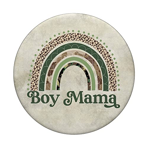 Boy Mama Cute Leopard Print Camo Rainbow Mothers Day Mom PopSockets Swappable PopGrip