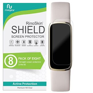 rinogear (8-pack) screen protector for fitbit luxe screen protector case friendly accessories flexible full coverage clear tpu film