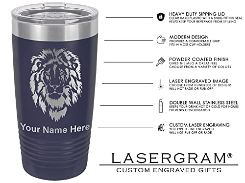 LaserGram 20oz Vacuum Insulated Tumbler Mug, Horseshoe Plain, Personalized Engraving Included (Navy Blue)