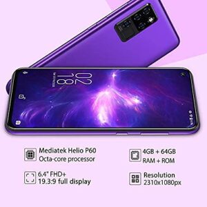 OUKITEL C21 Unlocked Smartphone, Android 10 Unlocked Cell Phone with Dual Sim 64GB/4GB 20MP Selfie Helio P60 6.4'' FHD+ Octa Core 4000mAh Face ID + Fingerprint GSM 4G, GPS, Bluetooth, WiFi