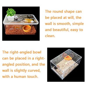 2PCS Reptile Food Dish Bowl Worm Water Dish Lizard Gecko Ceramic Pet Bowls, Mealworms Bowls Anti-Escape Mini Superworm Feeder Set with Long Tweezers Feeding Tools and Cleaning Tools