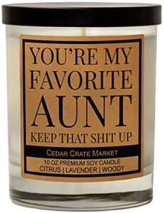 you’re my favorite aunt, keep that up candle gift, hand poured in the usa, funny gifts for aunts, friendship gifts for aunt, women, birthday gifts for aunt, going away, long distance, funny candle