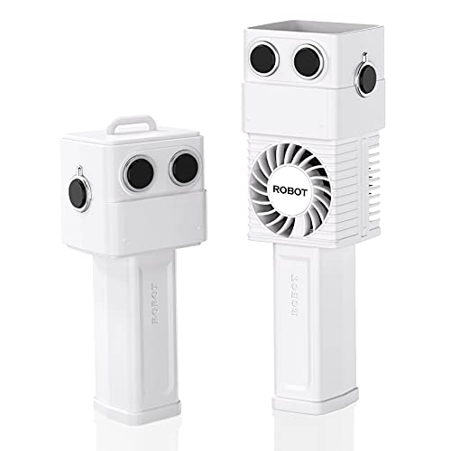 Diesda Kid Robot Handheld Fan, color-change Head Robot Toy - Small Handheld Fan with 3 Speed for Desk, Outdoors, Hiking, Camping, Travel - White