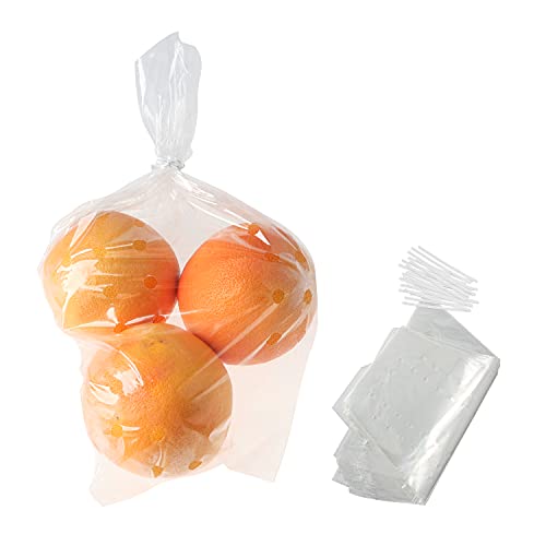 Perforated Plastic Bags For Vegetable Fruit Produce Grape Cherries Storage Bags With Ties, 50 Pack
