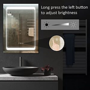 kleankin Dimmable LED Lighted Medicine Cabinet with Mirror, Wall-Mounted Bathroom Cabinet with 3-Tier Storage Shelves, Single Door, Smart Touch, Plug in