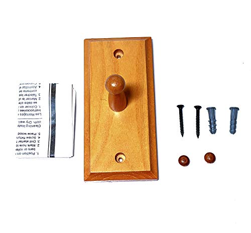 Inspirations Solid Oak Wood Towel Robe Hook | with Mounting Screws, Anchors, Covers - (6 Pack)