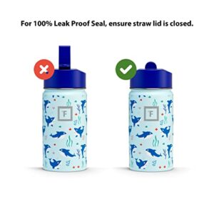 IRON °FLASK Kids Water Bottle - 14 Oz, Straw Lid, 20 Name Stickers, Vacuum Insulated Stainless Steel, Double Walled Tumbler Travel Cup, Thermo Mug, Metal Canteen Llama Rainbows