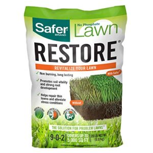 safer brand 9335sr lawn restore natural lawn fertilizer - non-burning fertilizer - 9-0-2 npk - covers up to 5,000 sq ft