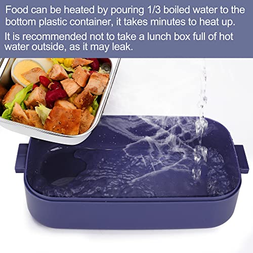 JUBOSYCZ Stainless Steel Bento Box for Adults&Kids,Japanese Leakproof Lunch Box Divided Food Meal Storage Containers Set Stackable 2 Layer for Children School Picnic Blue