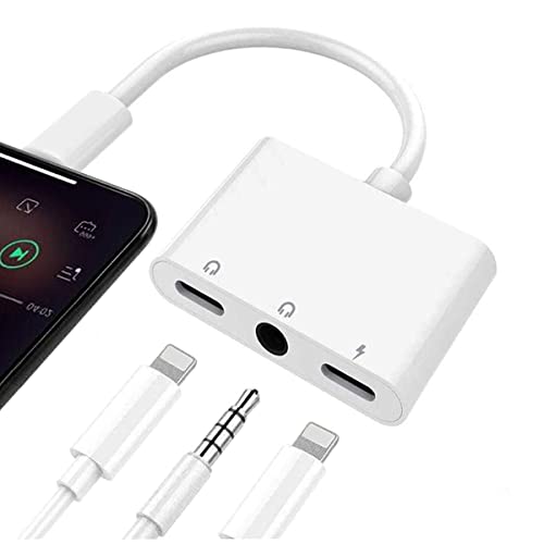 Real-EL, Lightning to Headphone Adapter 3.5mm Jack Headphone Adapter 3 in 1 Earphone and Charging Splitter for iPhone 1211SEXSXRX87 and iPad