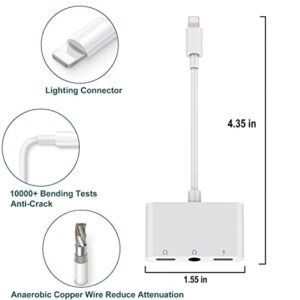 Real-EL, Lightning to Headphone Adapter 3.5mm Jack Headphone Adapter 3 in 1 Earphone and Charging Splitter for iPhone 1211SEXSXRX87 and iPad