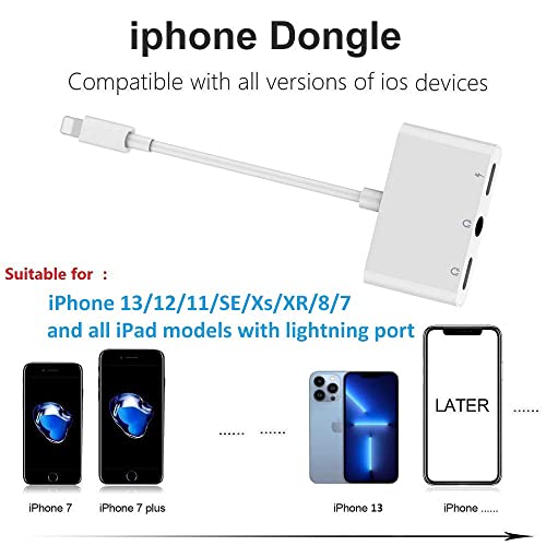 Real-EL, Lightning to Headphone Adapter 3.5mm Jack Headphone Adapter 3 in 1 Earphone and Charging Splitter for iPhone 1211SEXSXRX87 and iPad