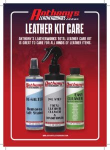 anthony's leatherworks total leather care kit for motorcycle leathers, gloves, purses, shoes, leather furniture, jackets & most other leather items