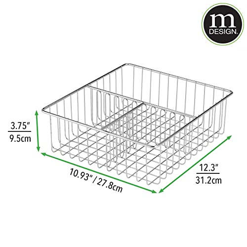 mDesign Metal Kitchen Food Storage Container Lid Holder, 3-Compartment Organizer Bin for Organization in Kitchen Cabinets, Cupboards, Pantry Shelves, Drawers - Wide - Graphite Gray