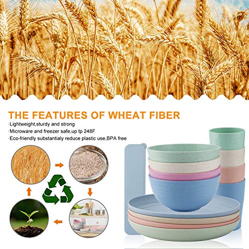 Wheat Straw Dinnerware Sets -Travel Camping Cutlery Set,Set-Reusable, Eco Friendly,Wheat Straw Plates,Wheat Straw cup, Cereal Bowls