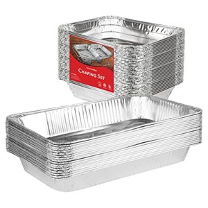 chafing dish buffet set disposable - 21 x 13 (5 pack) 9 x 13 (10 pack) aluminum serving trays, catering pans for keeping food warm, foil chaffing dishes for buffets and parties, warming tray