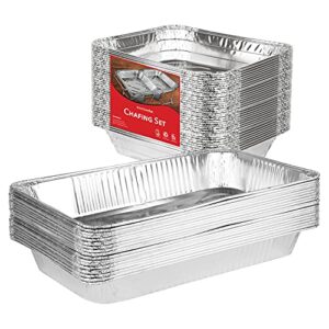 Chafing Dish Buffet Set Disposable - 21 x 13 (5 Pack) 9 x 13 (10 Pack) Aluminum Serving Trays, Catering Pans for Keeping Food Warm, Foil Chaffing Dishes for Buffets and Parties, Warming Tray