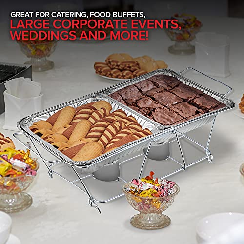 Chafing Dish Buffet Set Disposable - 21 x 13 (5 Pack) 9 x 13 (10 Pack) Aluminum Serving Trays, Catering Pans for Keeping Food Warm, Foil Chaffing Dishes for Buffets and Parties, Warming Tray