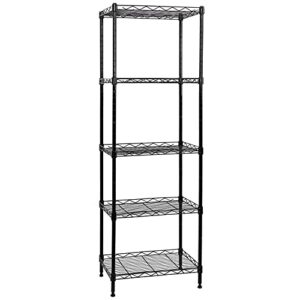 sunlph 5-tier wire shelving adjustable shelves unit metal storage rack for laundry bathroom kitchen pantry closet organization (black, 16.6" l x 11.4" w x 49.1" h)