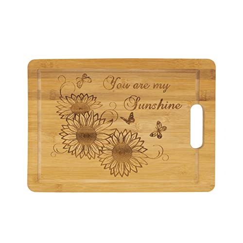 Sunflower Bamboo Cutting Board,Sunflower Gift,Wooden Cutting Boards for Kitchen,Bamboo Kitchen Chopping Board Housewarming Wedding Birthday Mothers Day Gift Mom Cooking Kitchen Decor