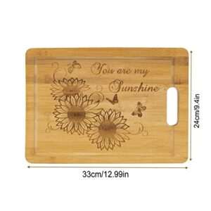 Sunflower Bamboo Cutting Board,Sunflower Gift,Wooden Cutting Boards for Kitchen,Bamboo Kitchen Chopping Board Housewarming Wedding Birthday Mothers Day Gift Mom Cooking Kitchen Decor