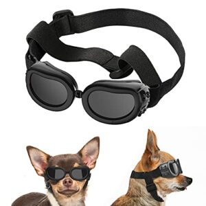 lewondr dog sunglasses small breed dogs goggles uv protection,goggles for small dogs eye wear protection with adjustable strap windproof anti-fog sunglasses for small dogs doggy doggie glasses,black