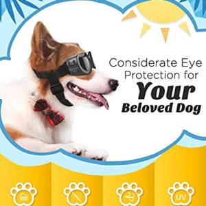 Lewondr Dog Sunglasses Small Breed Dogs Goggles UV Protection,Goggles for Small Dogs Eye Wear Protection with Adjustable Strap Windproof Anti-Fog Sunglasses for Small Dogs Doggy Doggie Glasses,Black