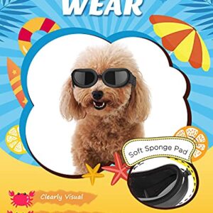 Lewondr Dog Sunglasses Small Breed Dogs Goggles UV Protection,Goggles for Small Dogs Eye Wear Protection with Adjustable Strap Windproof Anti-Fog Sunglasses for Small Dogs Doggy Doggie Glasses,Black