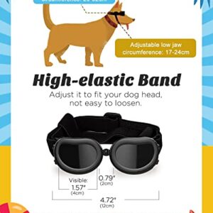 Lewondr Dog Sunglasses Small Breed Dogs Goggles UV Protection,Goggles for Small Dogs Eye Wear Protection with Adjustable Strap Windproof Anti-Fog Sunglasses for Small Dogs Doggy Doggie Glasses,Black