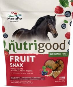 nutrigood fruitsnax horse treats | tasty horse treats packed with superfoods and real fruit pieces | berrymint + oats flavor | 2 pounds