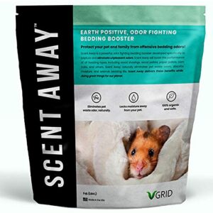 scent away | small animal bedding deodorizer | 100% natural & fragrance free, non-toxic pet odor eliminator for home | active carbon & zeolite extends pet bedding life | deodorizer for pets 3qt. 2.84l